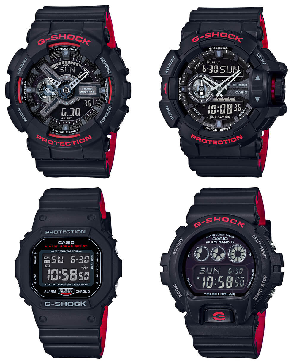 G-Shock Black and Red Heritage Layered Band Series - G-Central G