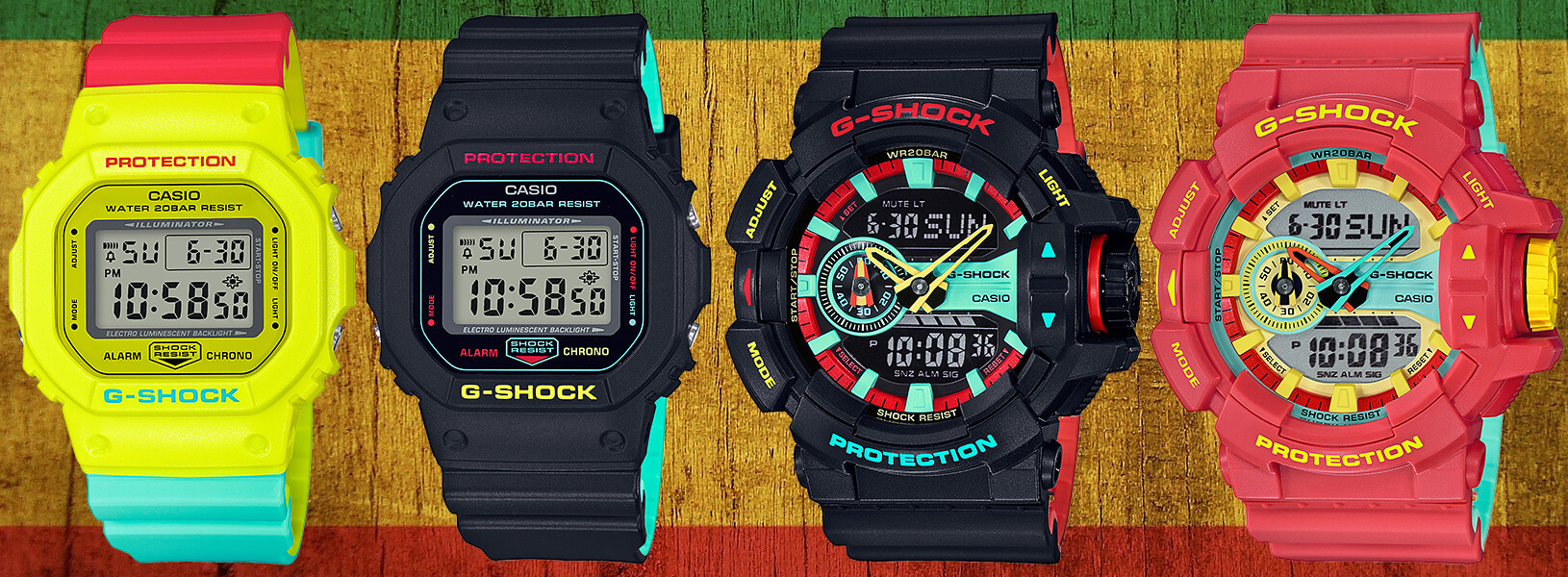 hengel Afleiden Onbekwaamheid G-Shock Breezy Rasta Color Series DW-5600CM & GA-400CM