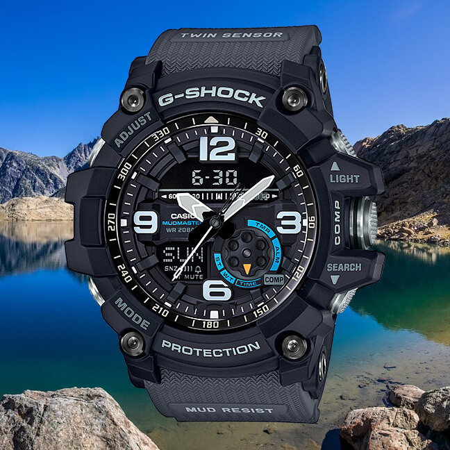 G-Shock GG1000-1A8 Mudmaster Black-Gray with Blue Accents