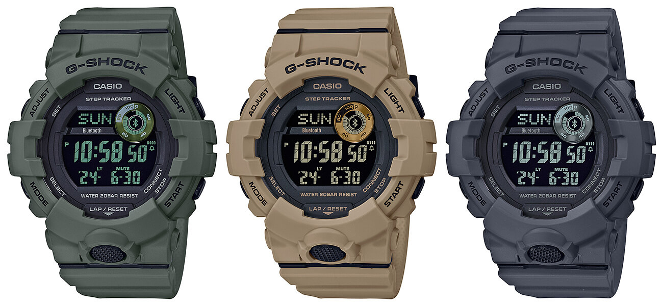and GBA-800UC G-Shock GBD-800UC G-SQUAD Color Utility