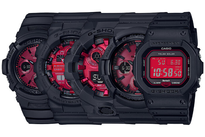G-Shock Black and AR "Adrenaline Red" Series
