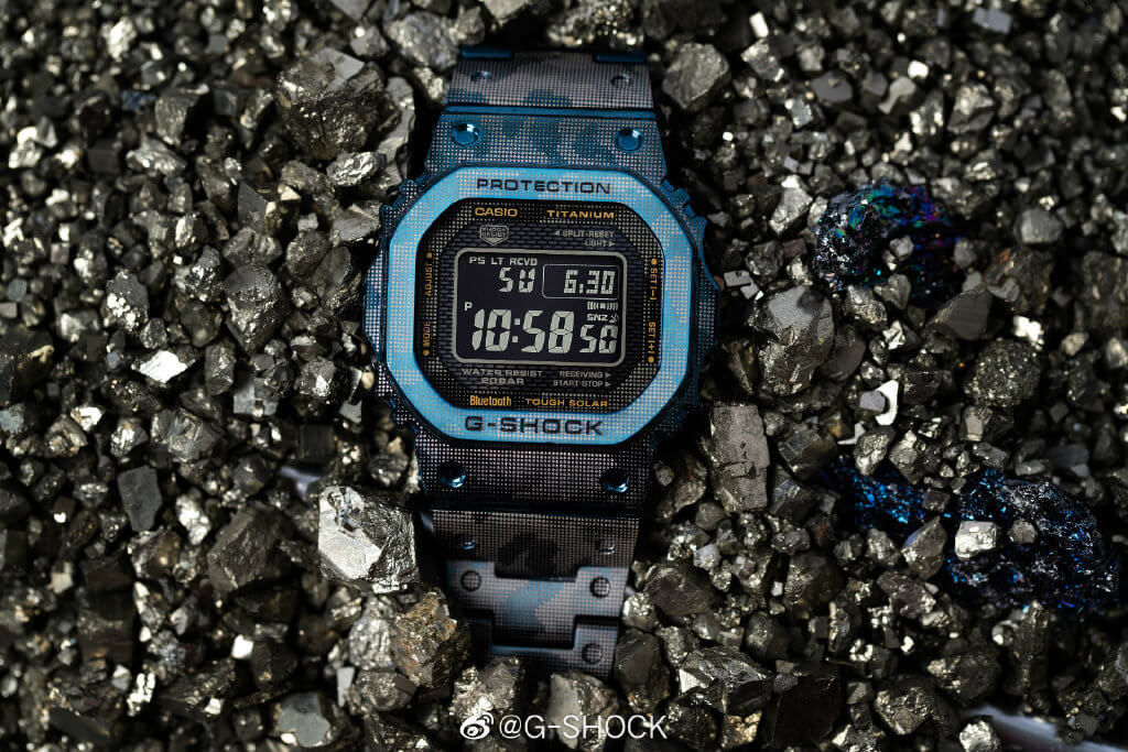 G-Shock GMW-B5000TCF-2: Titanium with Blue IP Camouflage - G 