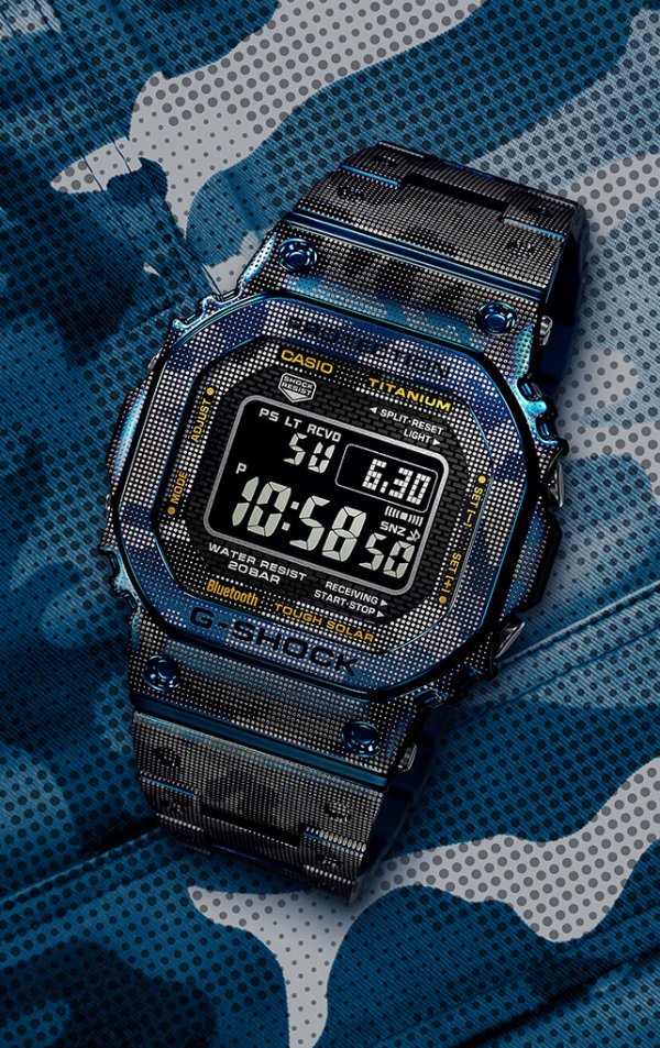 G-Shock GMW-B5000TCF-2: Titanium with Blue IP Camouflage - G-Central G ...