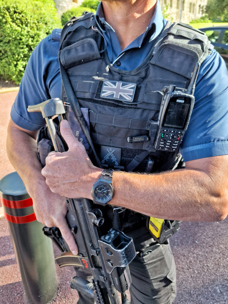 UK Royal Protection Officer wearing G-Shock GM-B2100