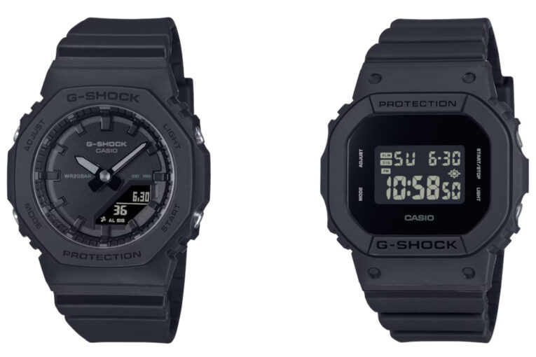 G-Shock GMA-P2100BB-1A and GMD-S5610BB-1: Mini Basic Black Blackout CasiOak and Square